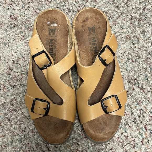 Mephisto leather cork wedge sandals - Picture 2 of 9